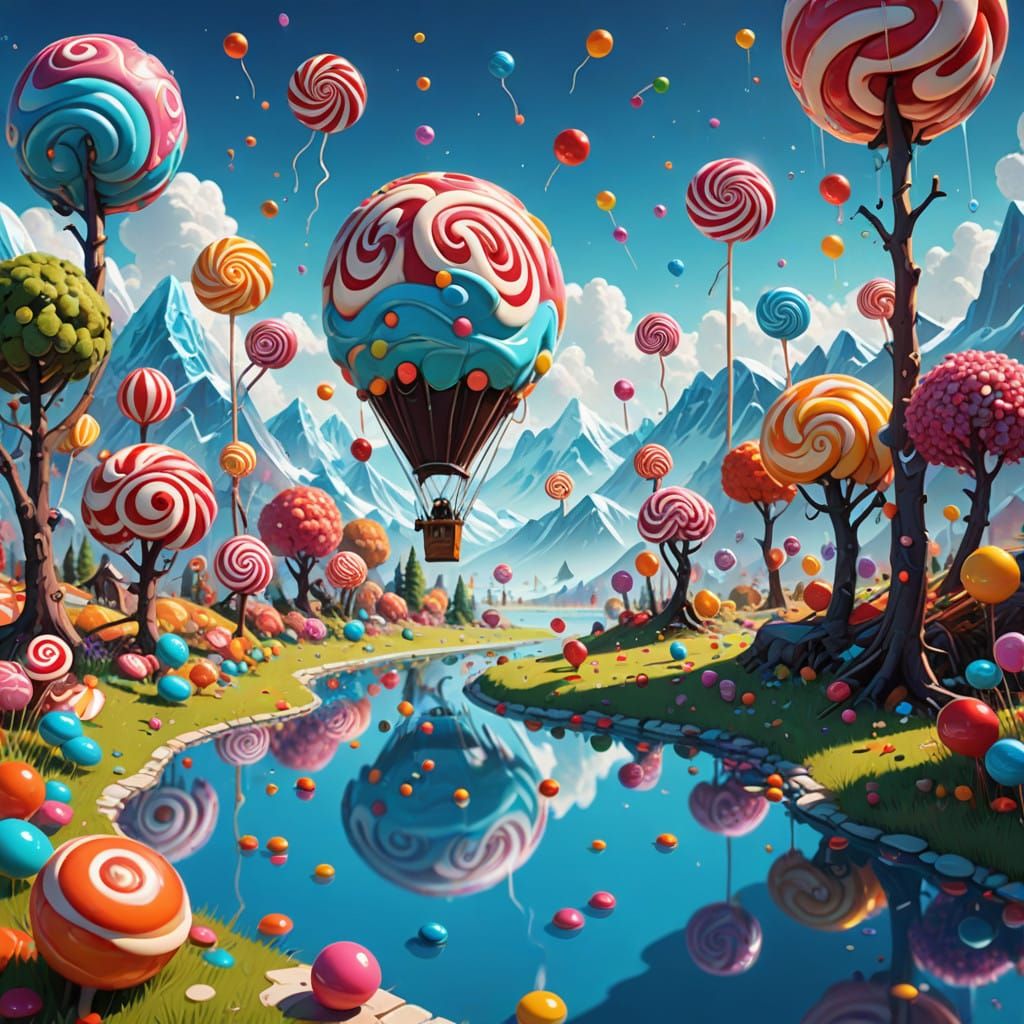 Whimsical Pi Day Celebration in Vibrant Candyland Style