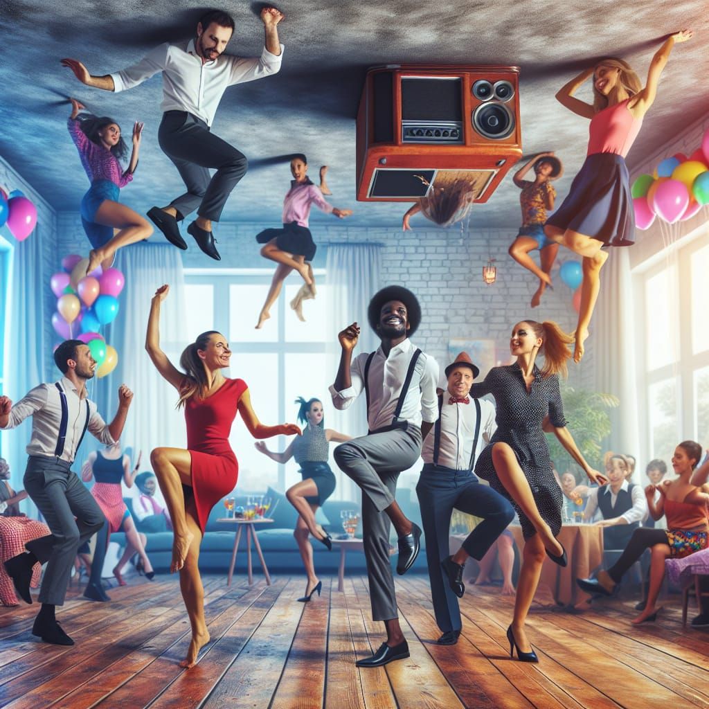 Oh, what a feeling, when we're dancing on the ceiling