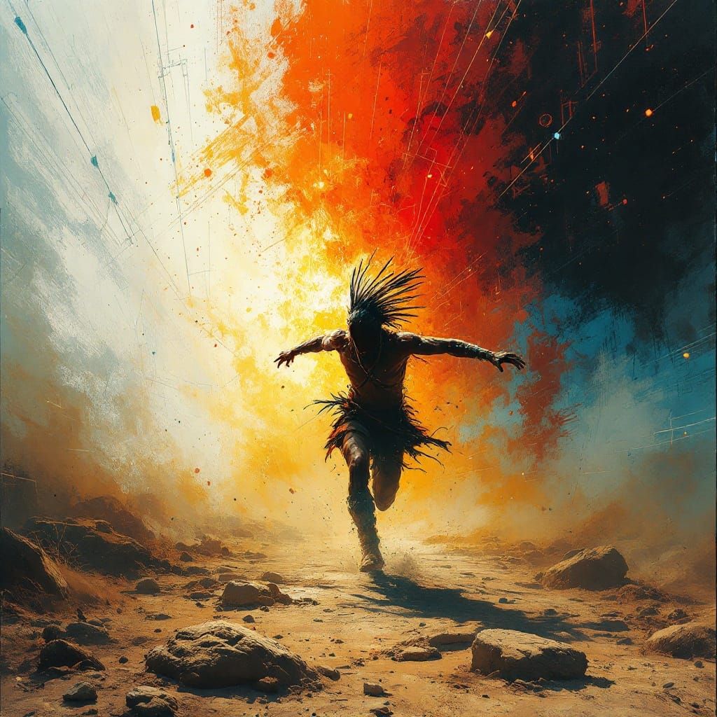 Dance of Flame and Fury in Futurist Style