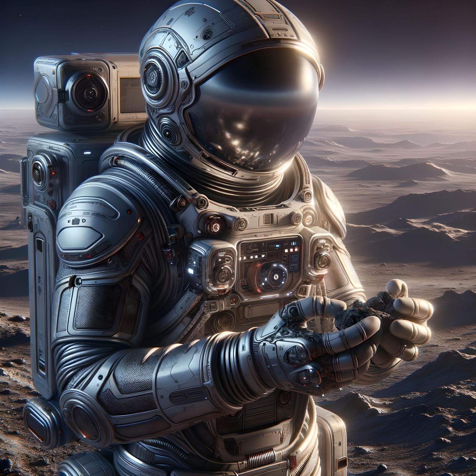 Futuristic Astronaut Exploring Alien Planet