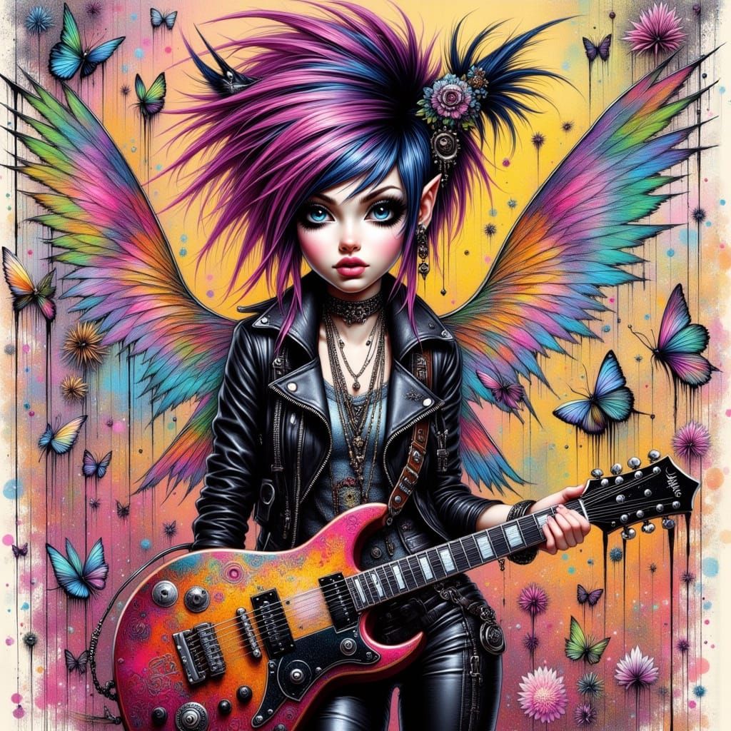 Punk Rocker Shreds Guitar with Pixie and Goth Influences