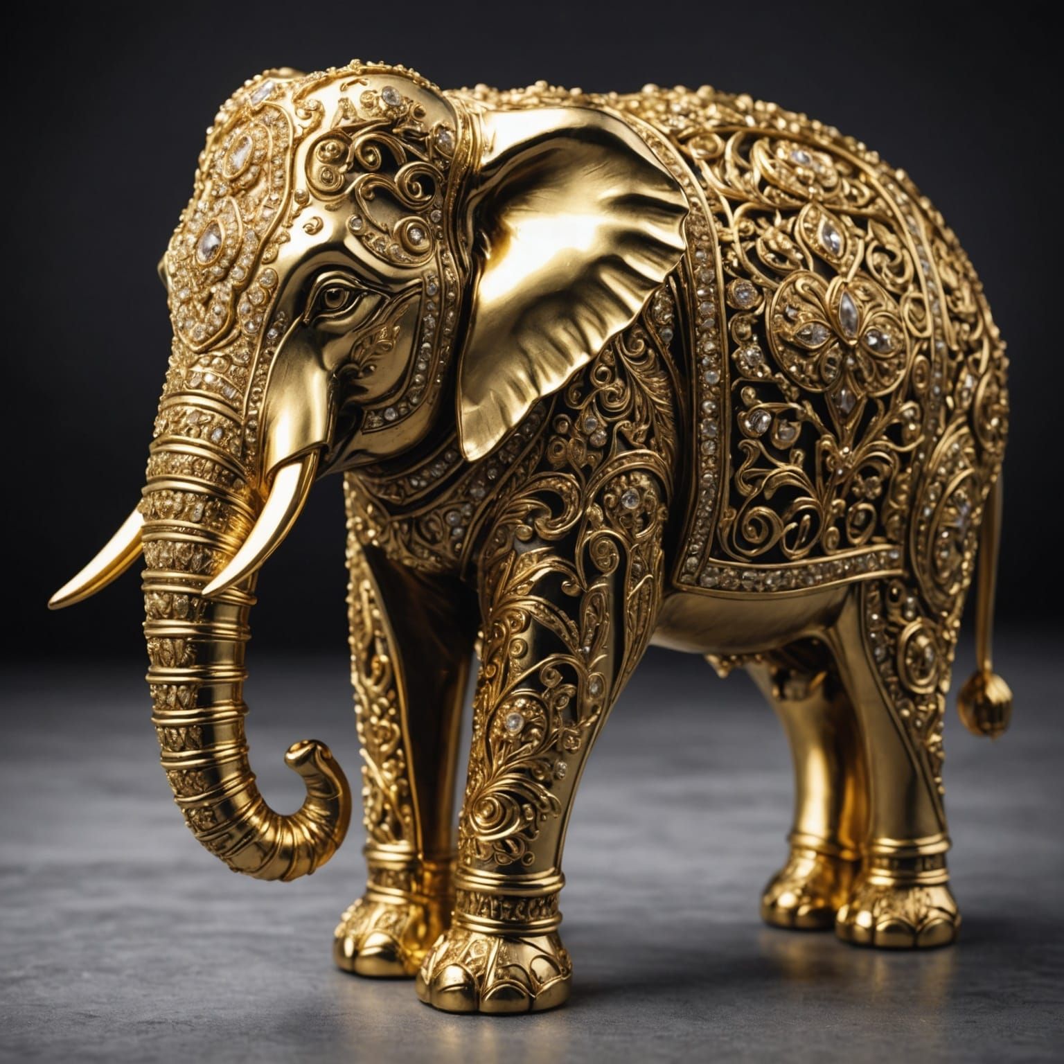 Majestic Golden Elephant Art