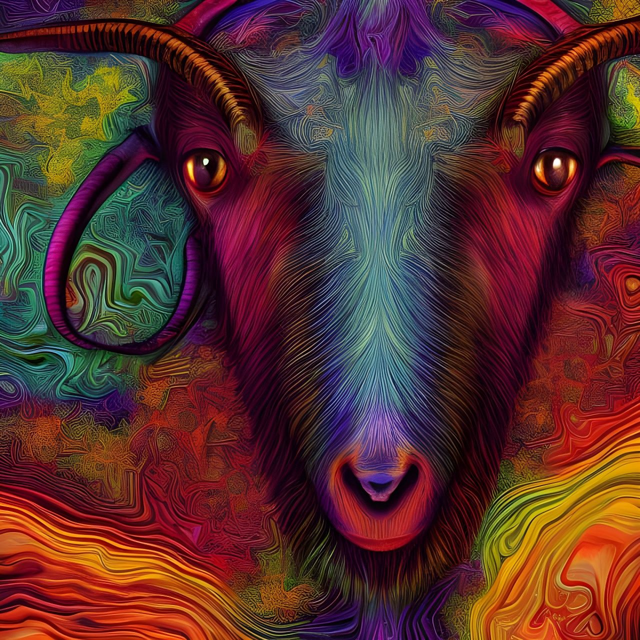 Fractal Goat in Eldritch Colors