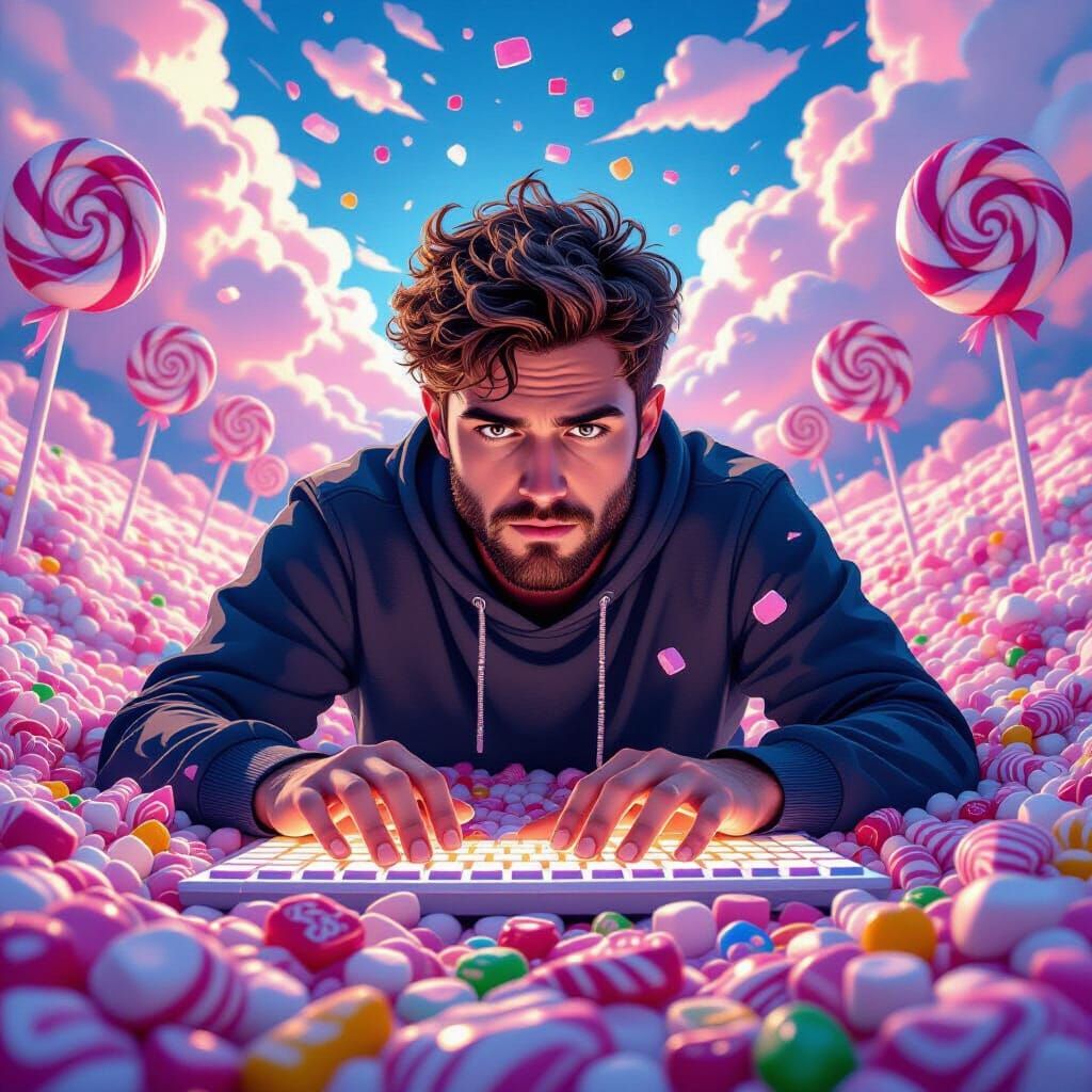 Programmer Drowning in Candy Sea