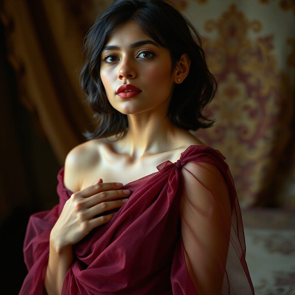 Ethereal Latina Portrait in Burgundy Gown