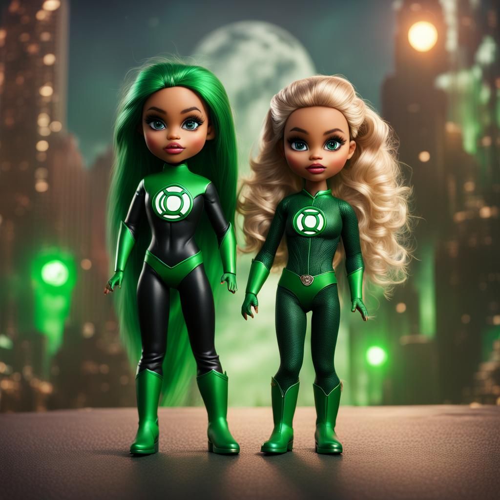 Bratz Dolls as Green Lantern: Hyperrealistic Digital Art