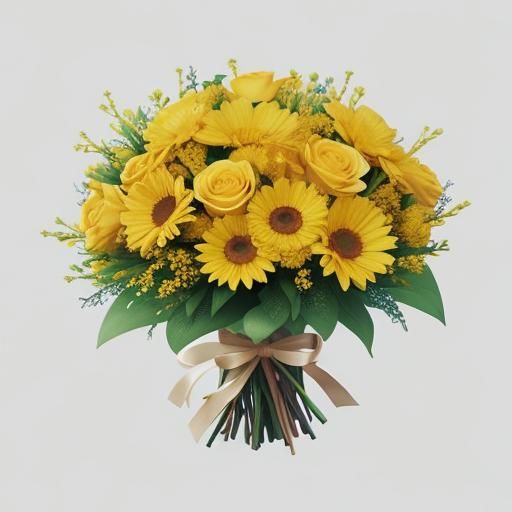 Hyperrealistic Yellow Bouquet Splash Art