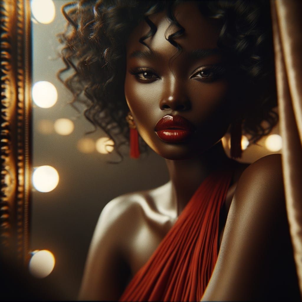 Hyper Realistic African Art Portrait in Warm Vintage Style