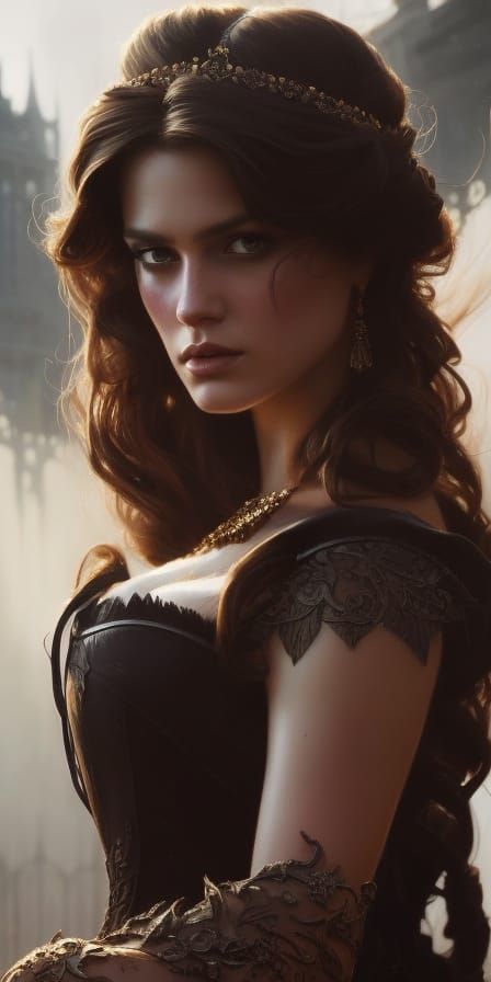 Hyperrealistic Princess Belle Portrait in Art Nouveau Style