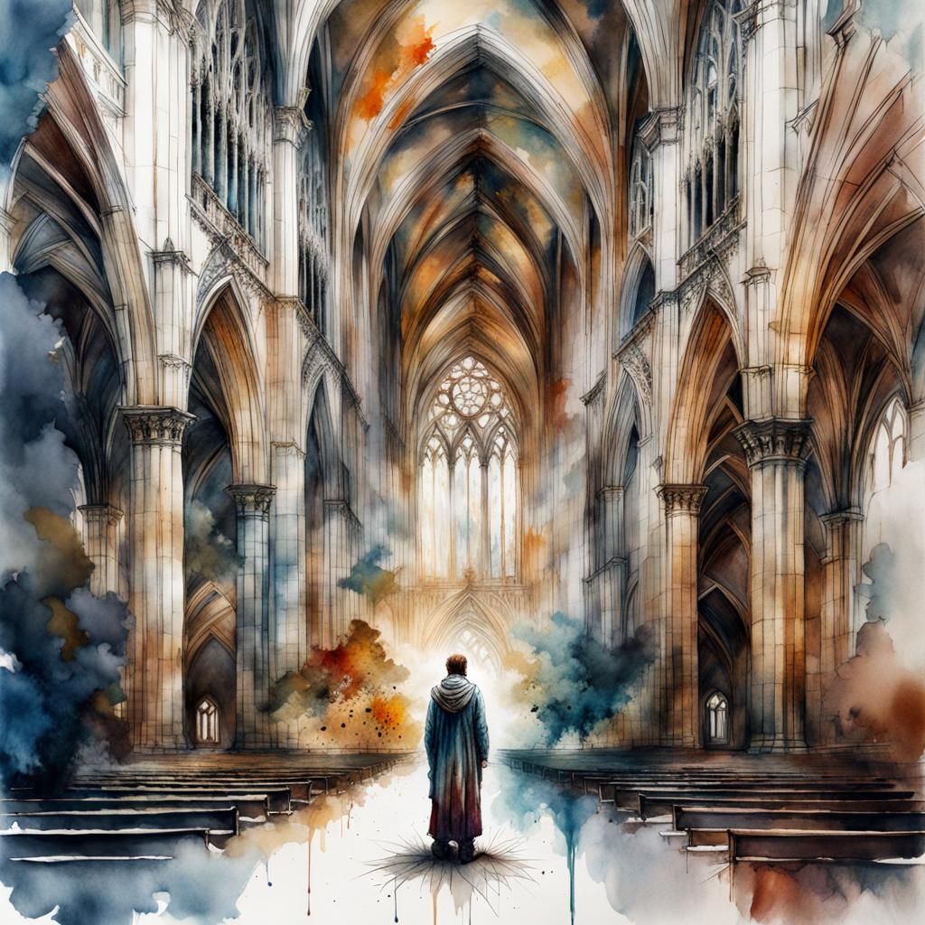 A penitent in a cathedral