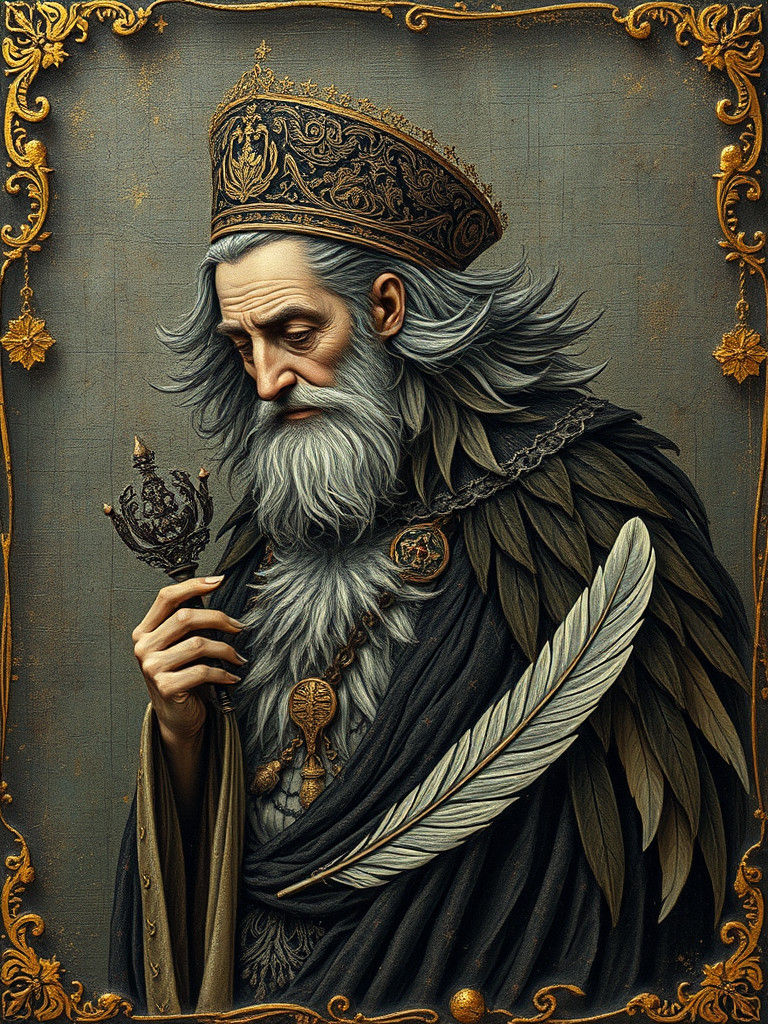 Feathered Crone Embossed Tin-Type Ikon