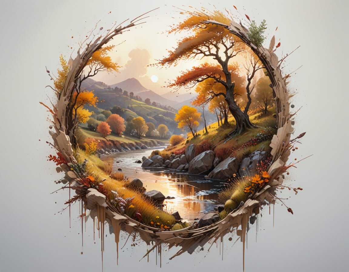 Autumn Riverbanks in Golden Hour Light