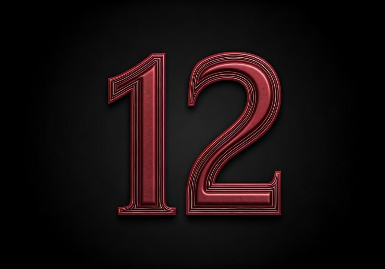 Elegant Burgundy Number 12 in Art Deco Style