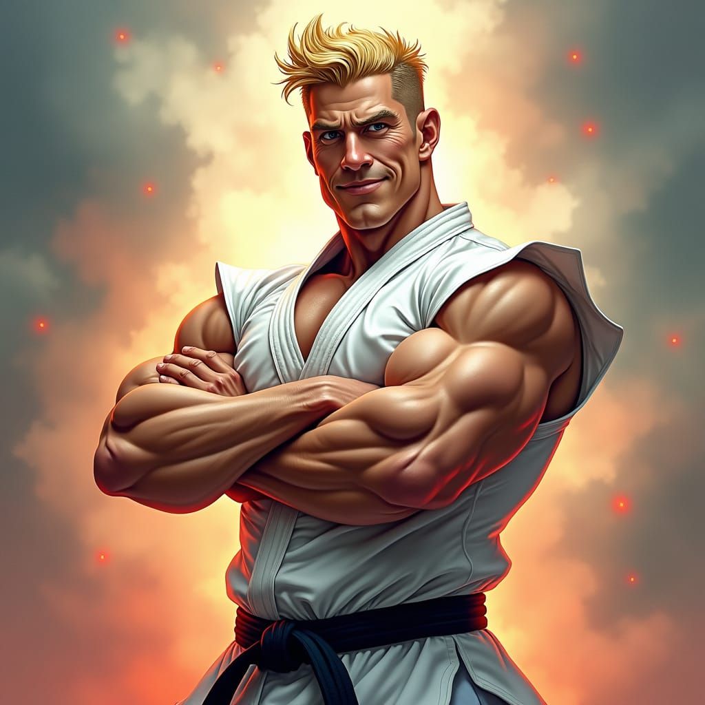 Confident Karate Sensei in Heroic Digital Art