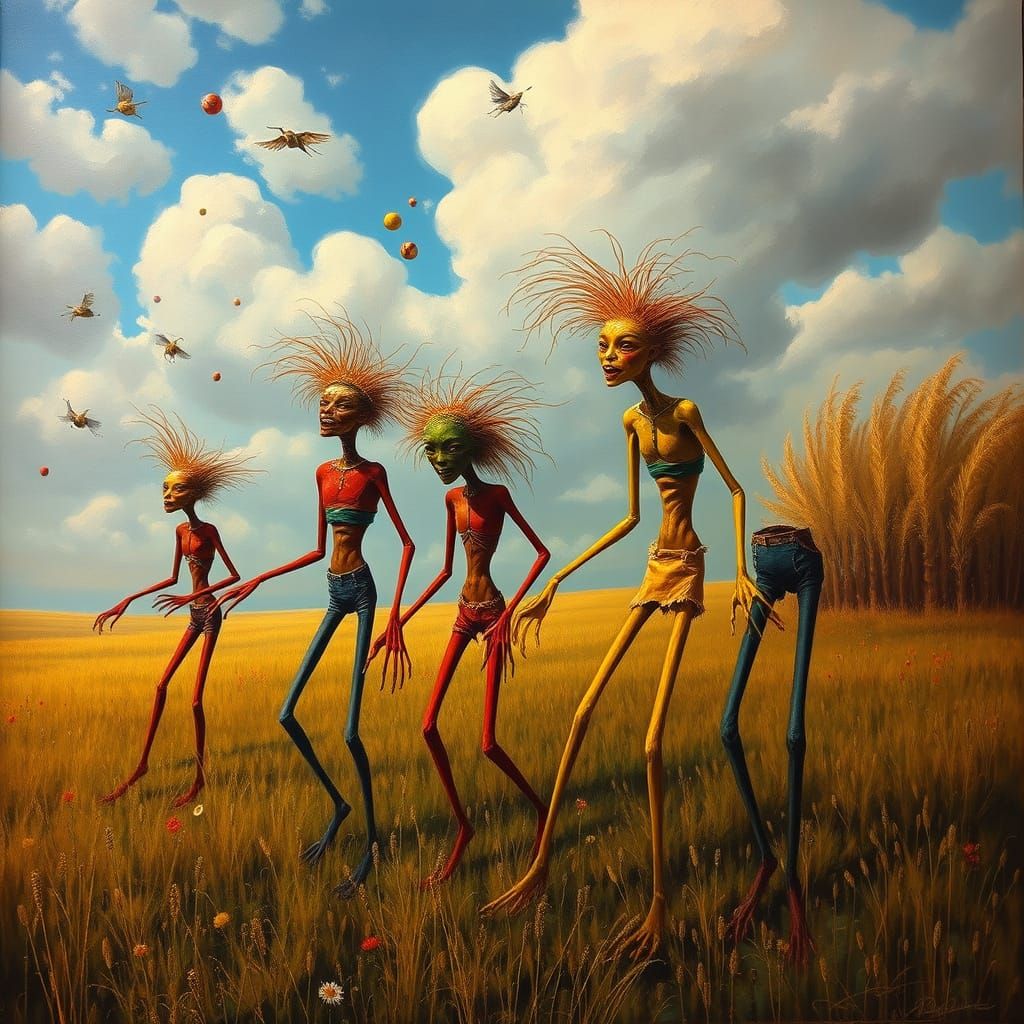 Prairie Gothic Farmers in a Surreal Canadian Landscape