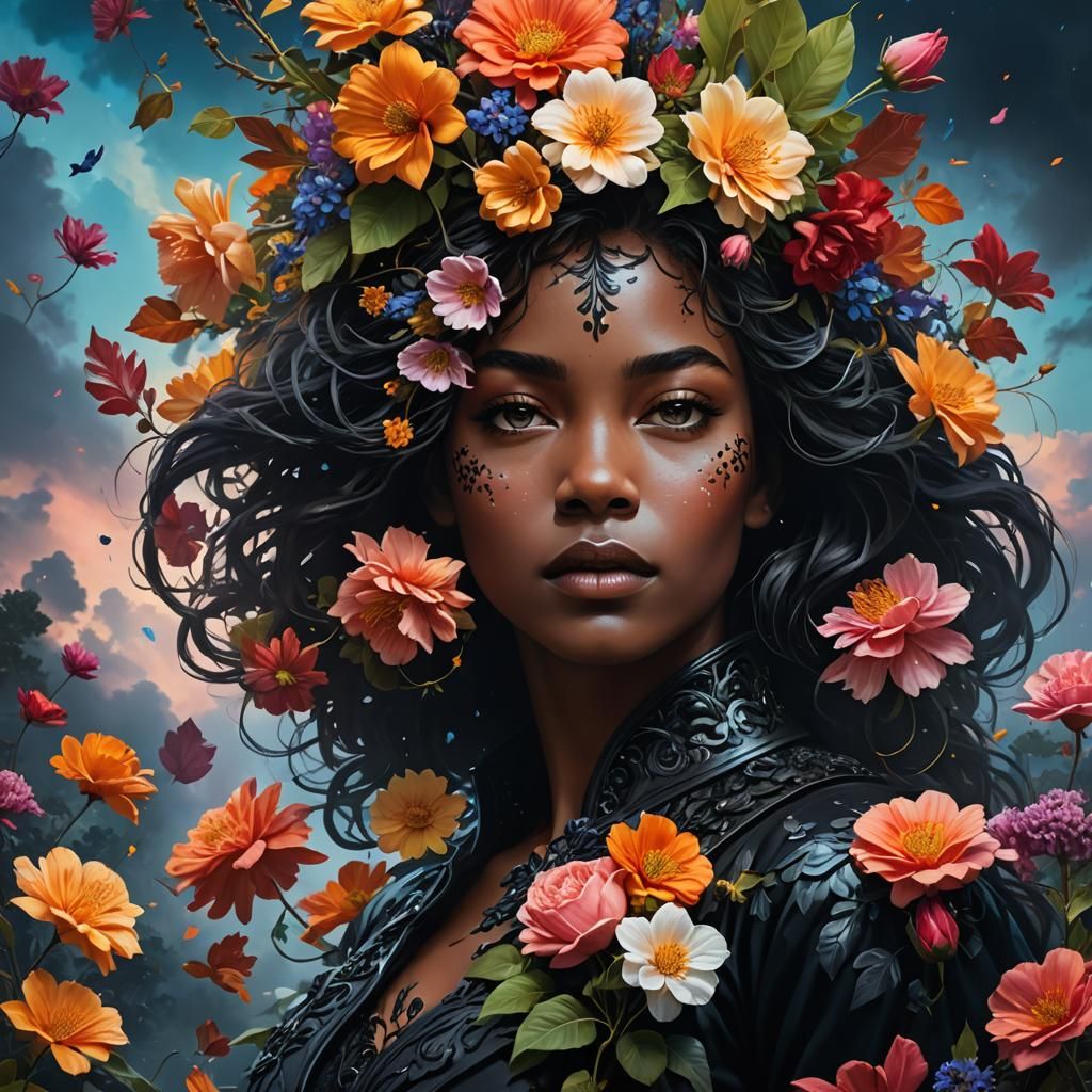 Hyperrealistic Panther Woman in Splash Art Style