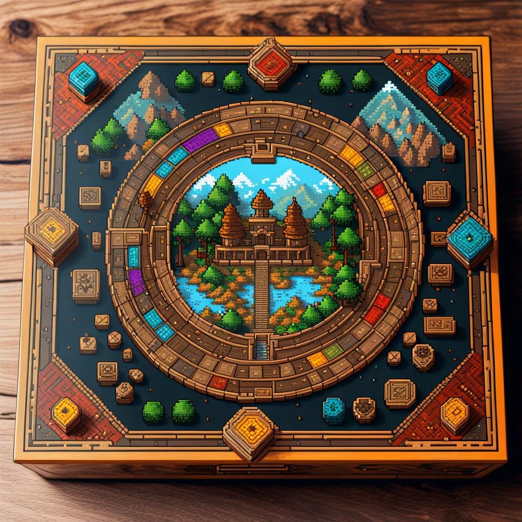 Ancient Board Game in 8-bit Pixel Art