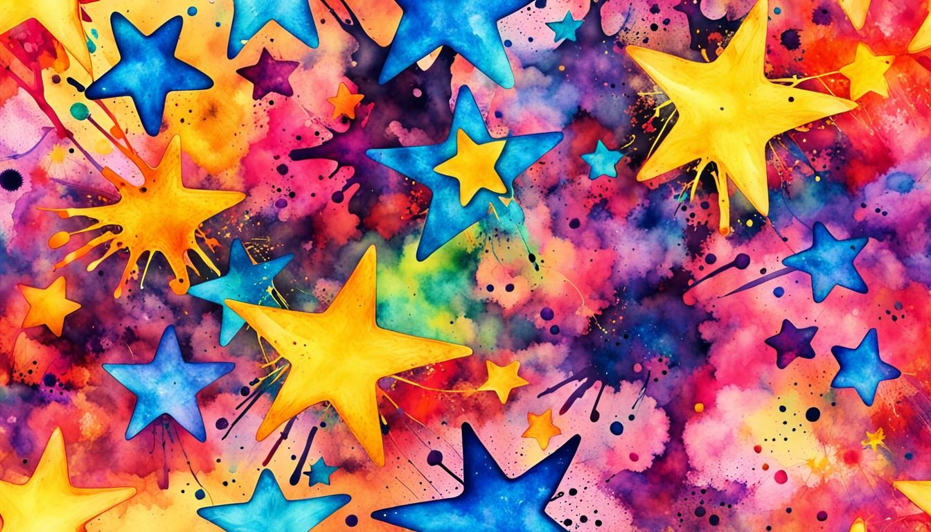 Vivid Watercolor Stars in Electromagnetic Splatter