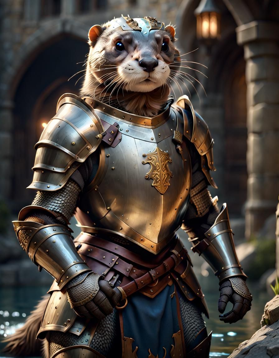 Heroic Otter Knight in Shining Armor