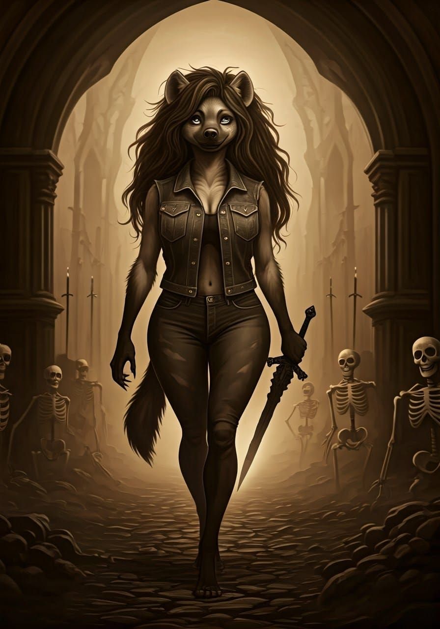 Mysterious Sepia Goddess Walks Through Haunted Graveyard
