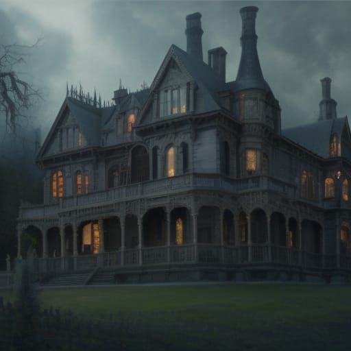 Haunted Victorian Mansion in Epic Landscape