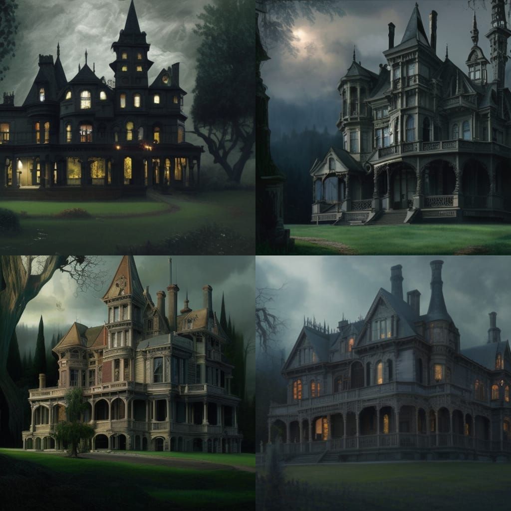 Haunted Victorian Mansion in Epic Landscape Painting