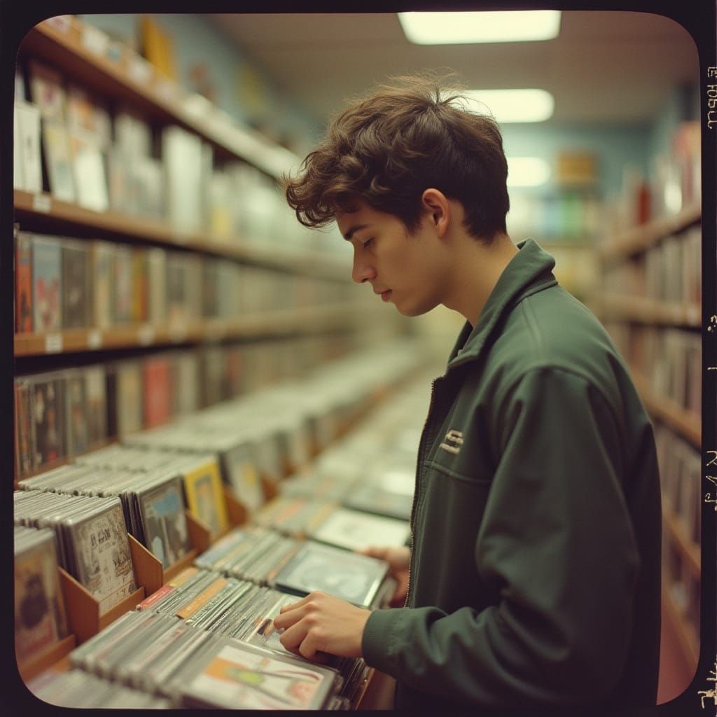 Young Man in Record Store: Polaroid Photo