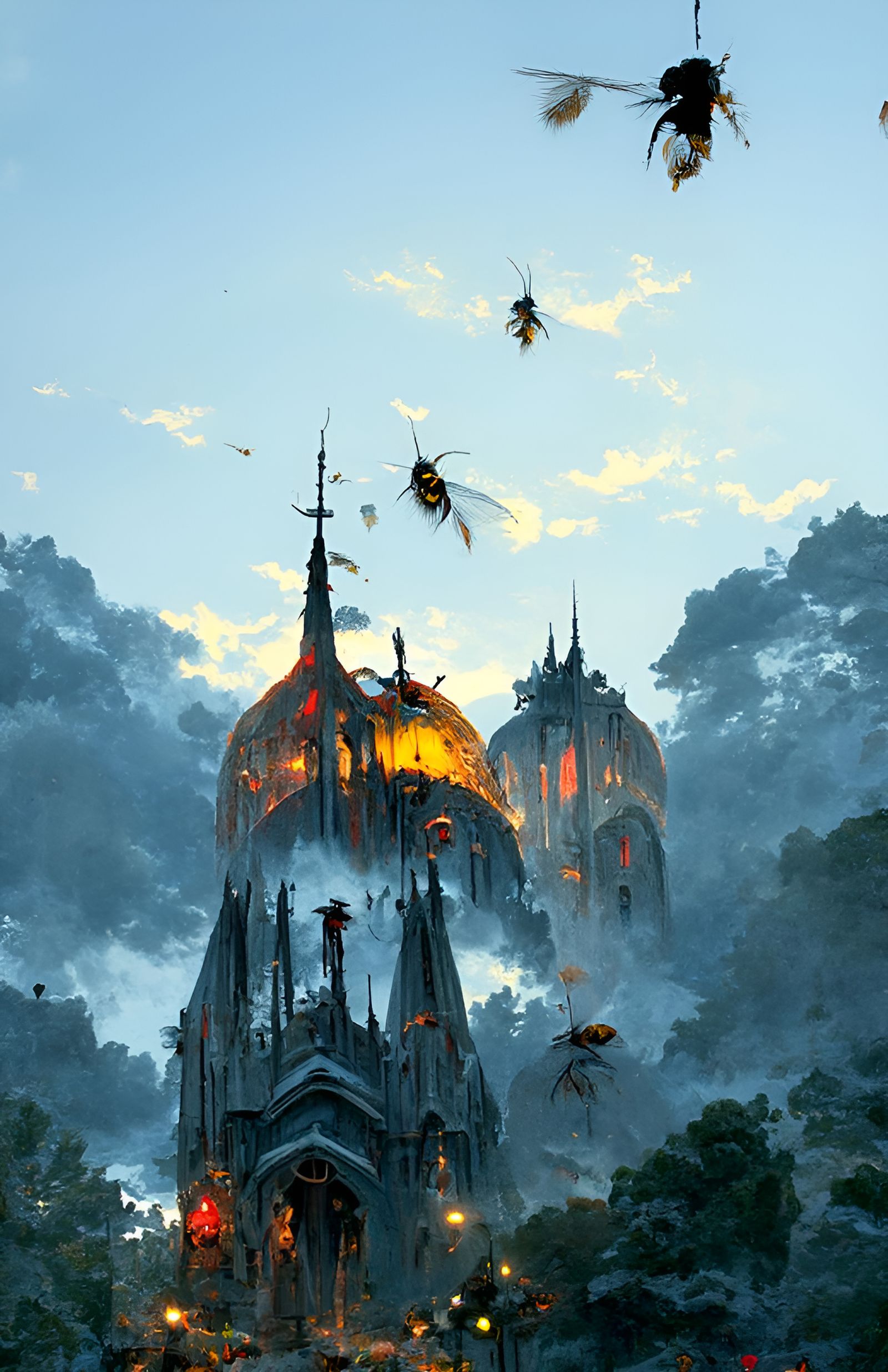 Wasp Cathedral at Dusk: Sinister and Elaborate