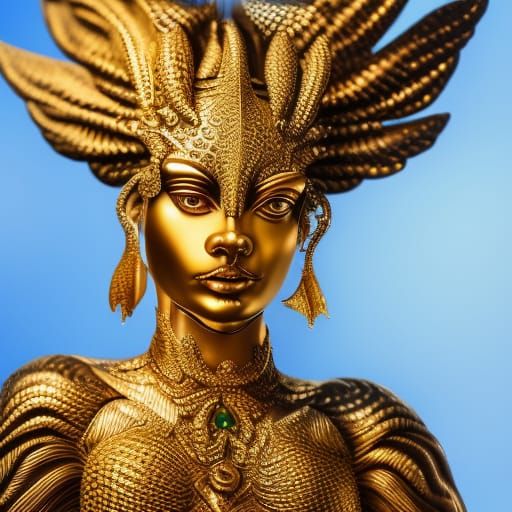 Golden Harpy Sculpture in Brazilian Style