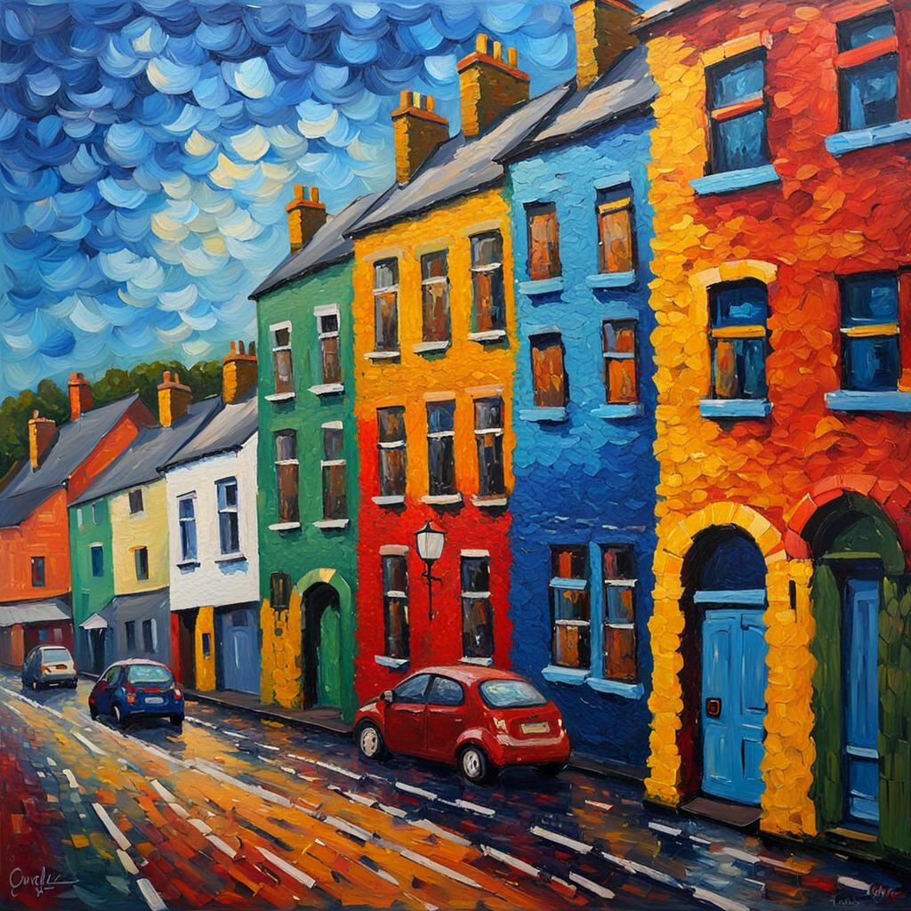 Cork Ireland: Neo-Impressionist Expressionist Oil Painting