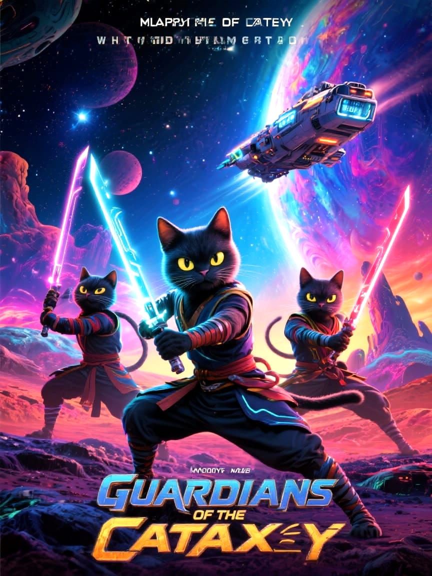 Guardians of the Cataxy Movie Poster: Ninja Cat Warriors