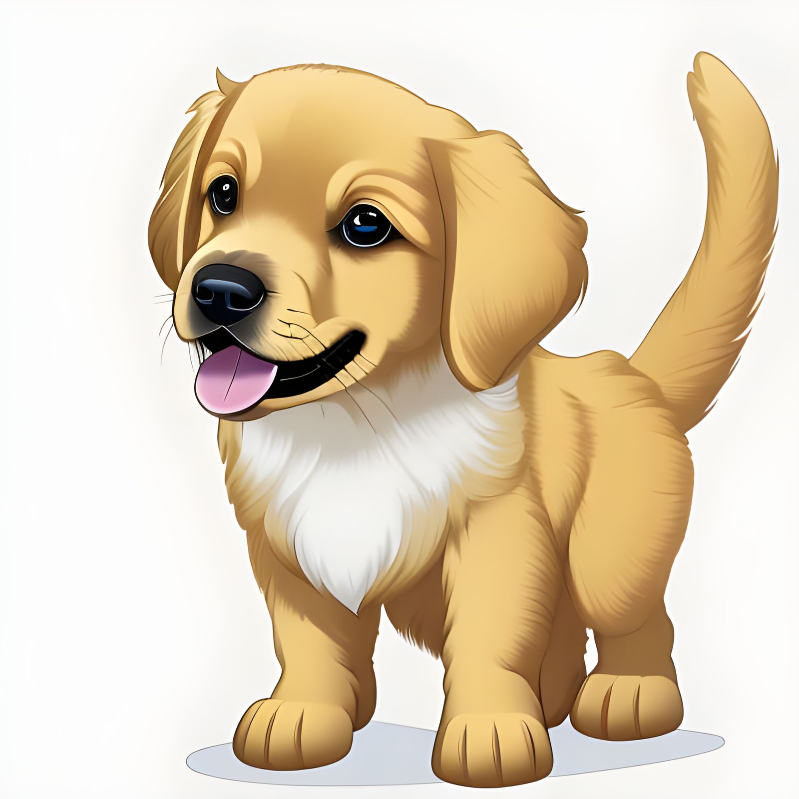 Adorable Golden Retriever Puppy in Kawaii Anime Style