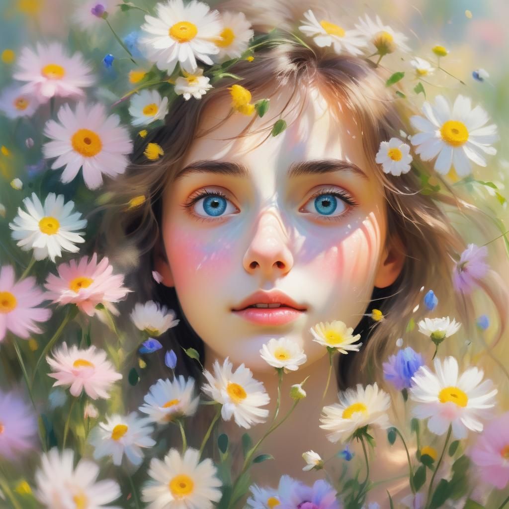 Impressionistic Flowers Nod to Person in Sunlight