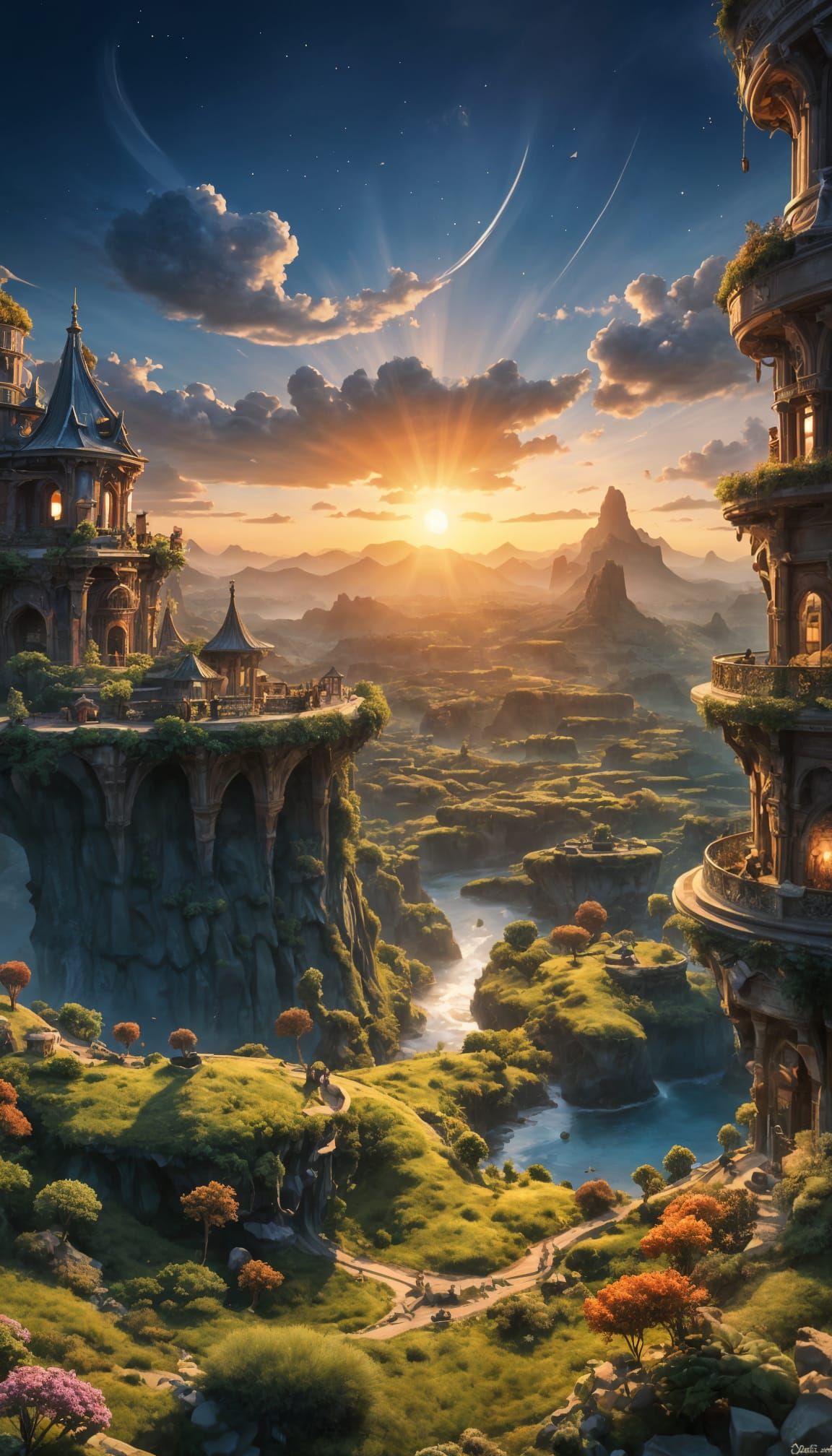 Luminous and Vibrant Fantasy Landscape