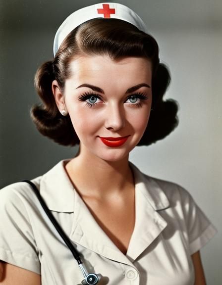 1950s Brunette Nurse with Perfect Eyes