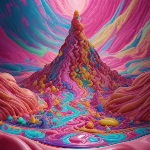 Candy-Style Lava Flow in Hyperrealistic Digital Art