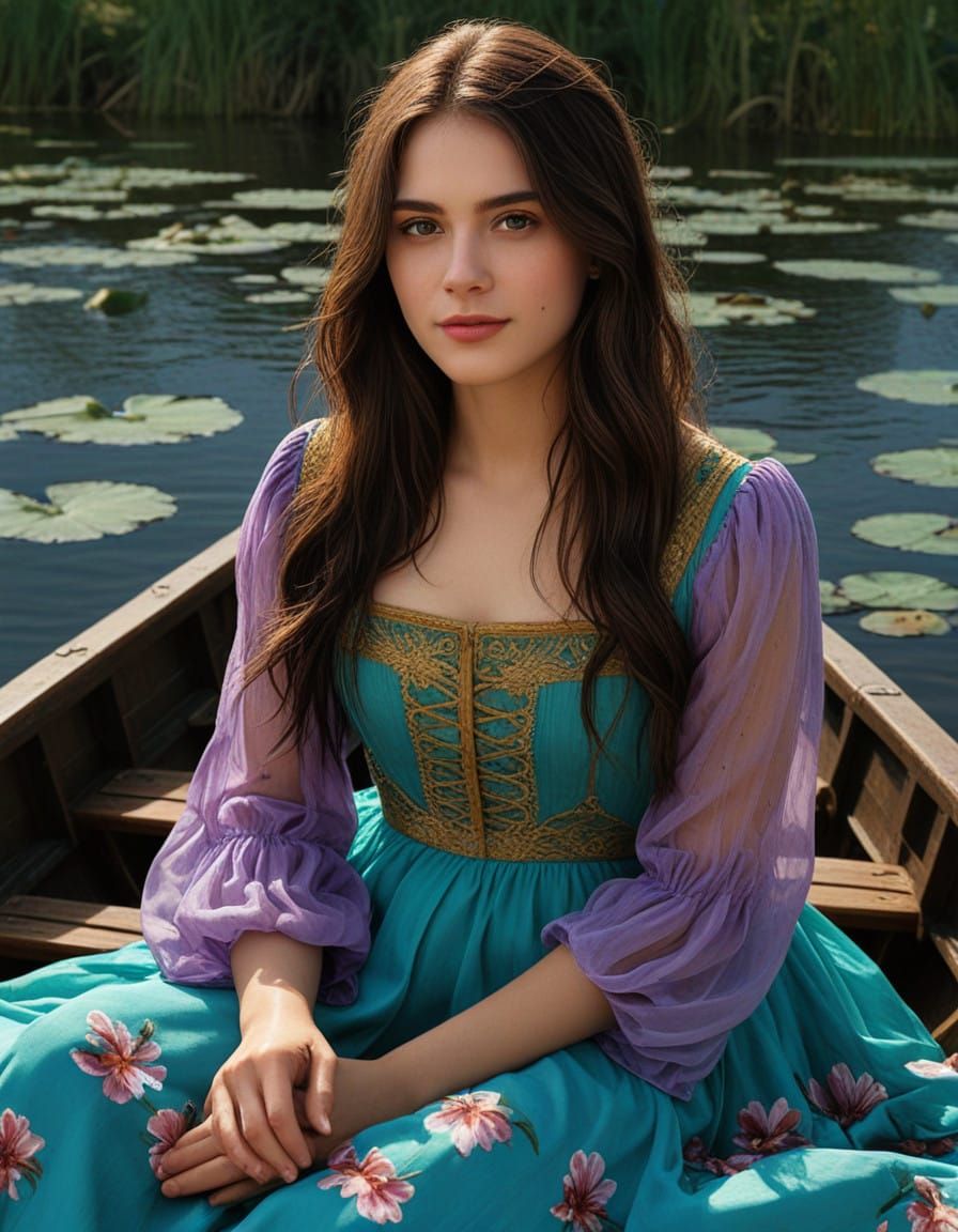 Gilded Beauty Basks in Sunset's Warmth, Monet's Water Lilies...
