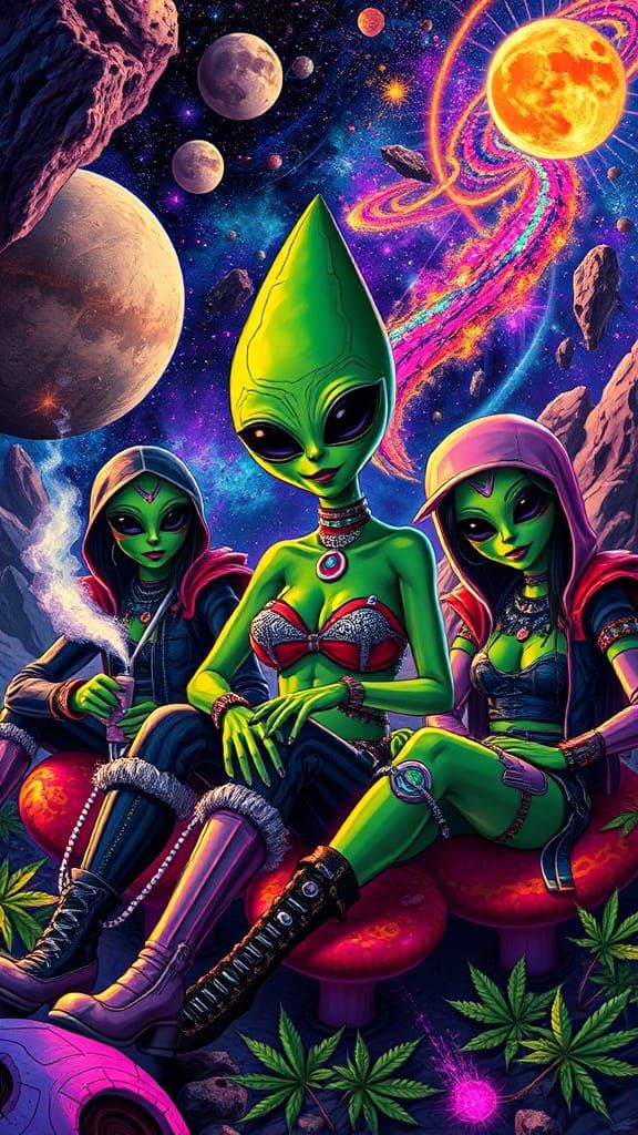 **Trashy Cosmic Crew - AI Art Prompt**

Dive into a wild and...