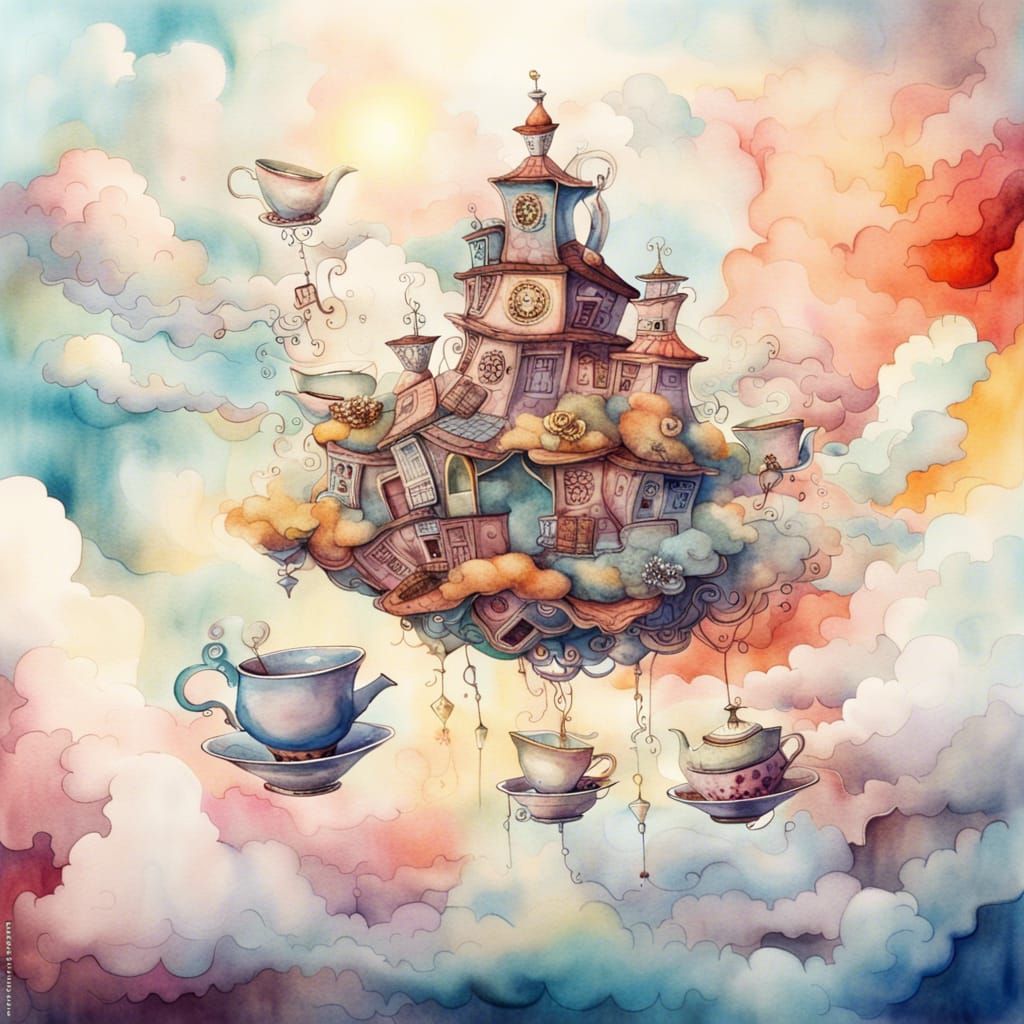 Tea Party in the Clouds: Surreal Fantasy Art