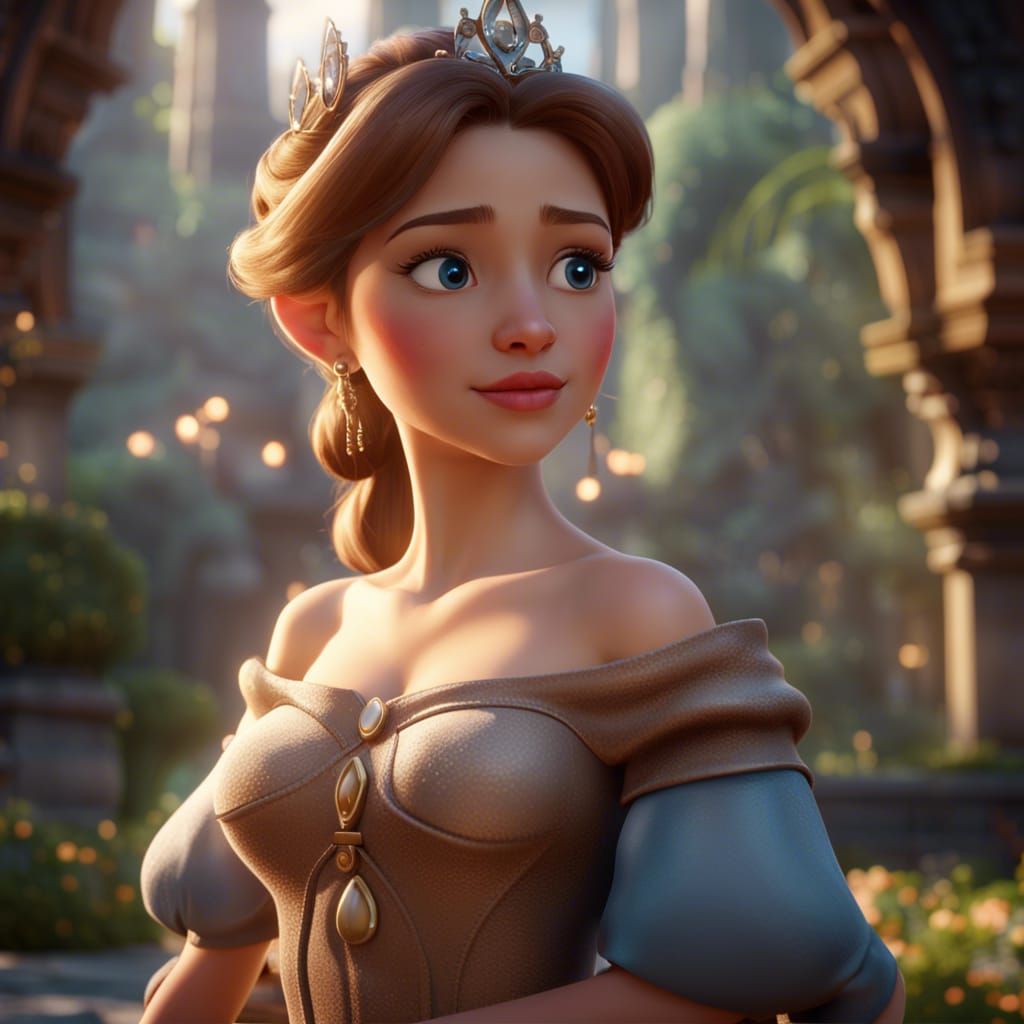 Beautiful Blind Princess in Disney Style