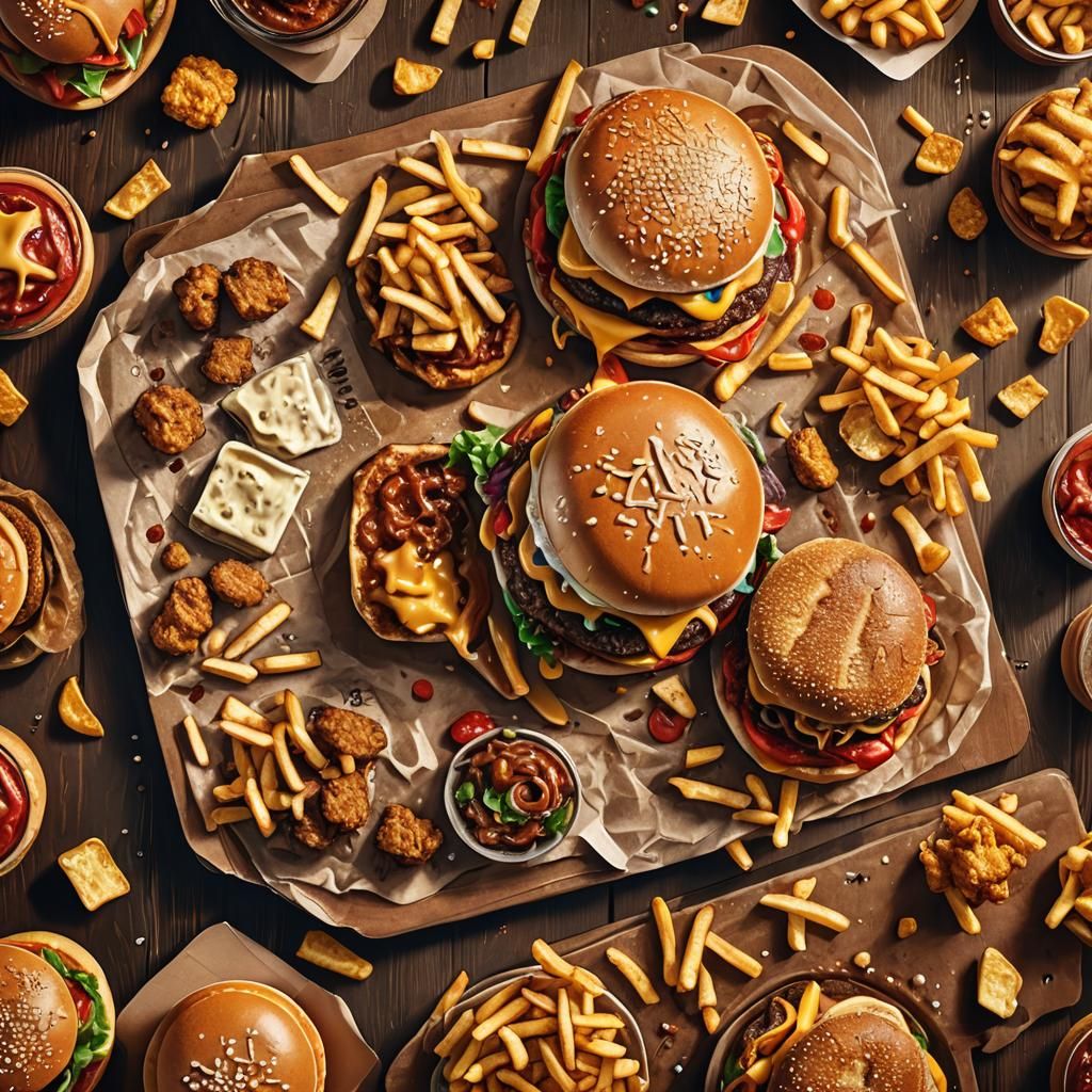 Artisanal Burgers and Snacks on Pizza Box