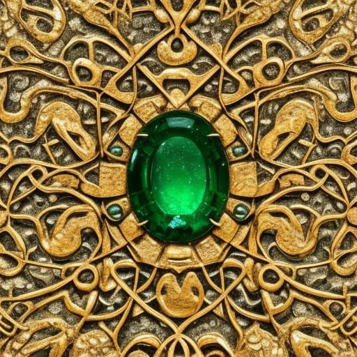 Intricate Emerald Brooch in Hyperrealistic Surrealism