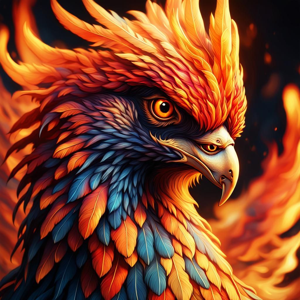 Fiery Phoenix Rising: Macro Oil Painting in Unreal Engine