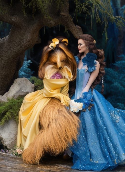 Chewbacca and Belle: A Rococo-Style Disney Embrace