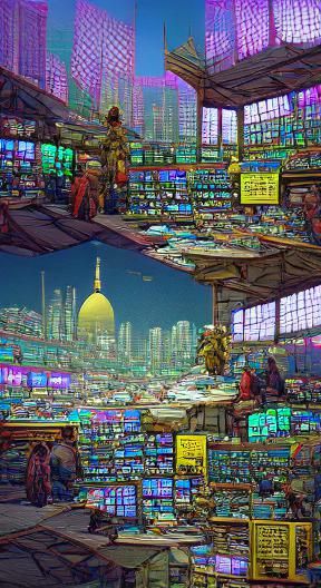 Cyberpunk Flea Market Cityscape in 8k Resolution