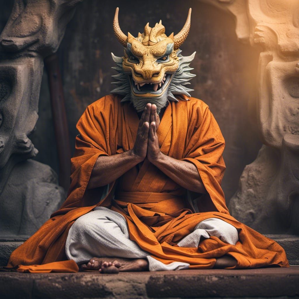 Meditating Dragon in Buddhist Robe