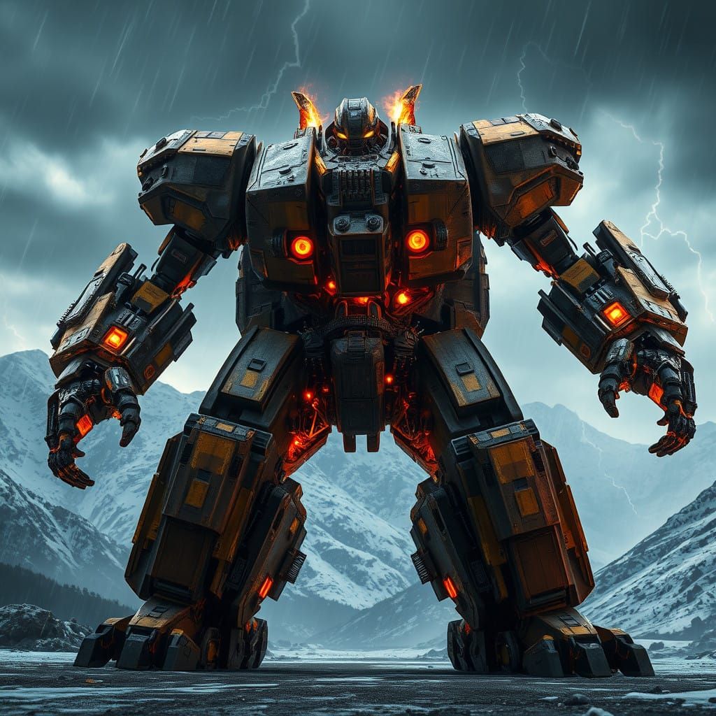 Cyberpunk War Machine in Action