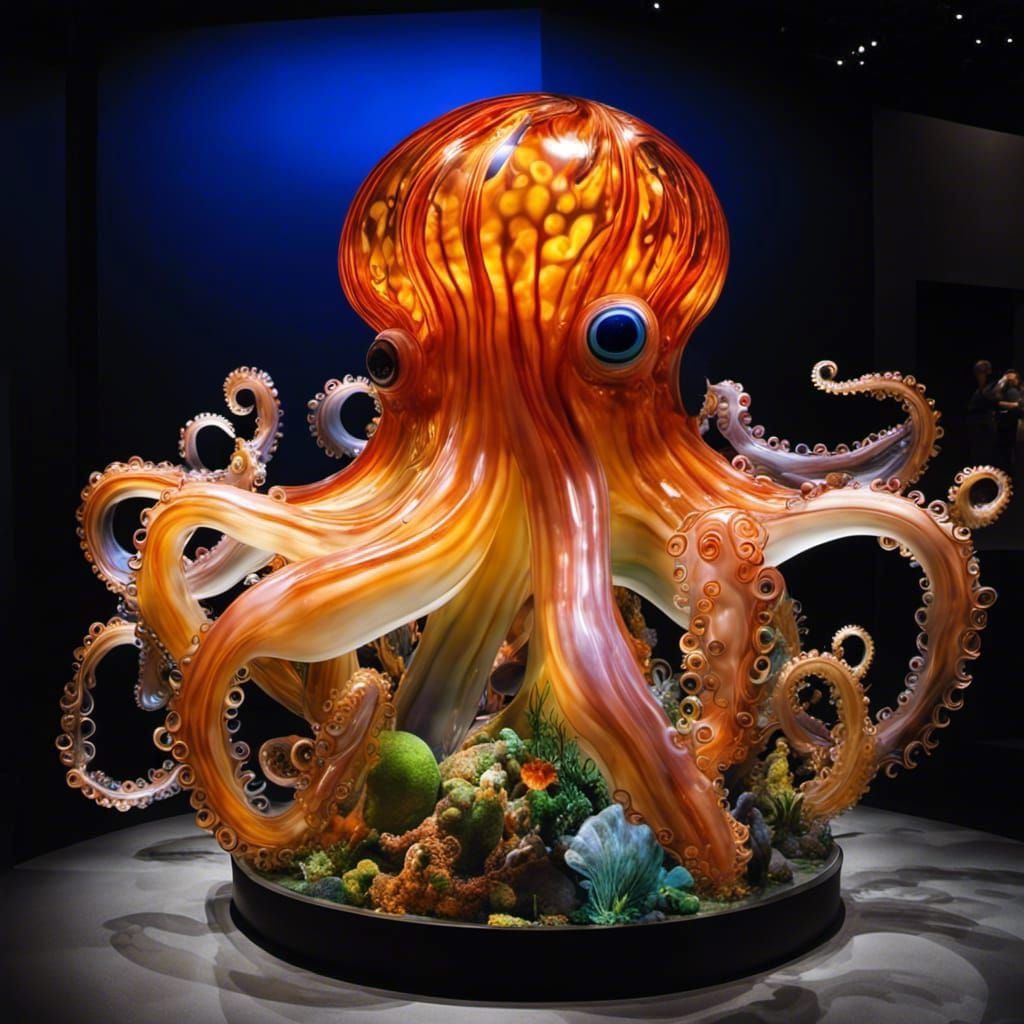 Blown Glass Octopus in Underwater World
