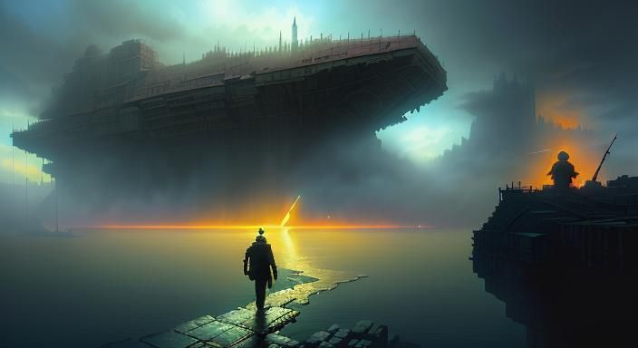 Dystopian Landscape with Deep Background