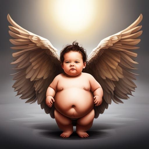 Hyperrealistic Baby Angel with Colorful Background